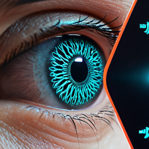 Iris Authentication Setup**

`Prompt: Close-up of an eye during iris scan. High-tech security system, focus on iris pattern. Futuristic interface, glowing lights. Non-contact authentication. Emphasize safety and precision. Modern Japanese aesthetic, subtle use of kanji characters in background.`

**
