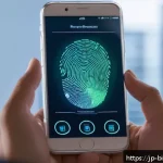 생체인식 시스템의 탐지 및 대응 체계 - A futuristic high-tech biometric authentication scene showing diverse biometric methods: fingerprint...