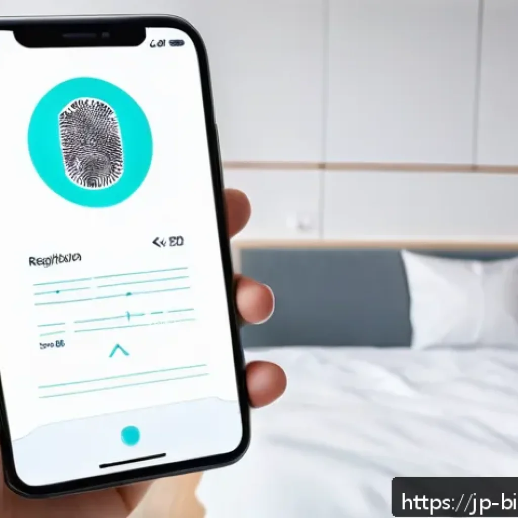 생체인식 데이터 수집의 투명성 확보 방안 - A modern Japanese smartphone interface displaying a detailed biometric authentication setup screen, ...