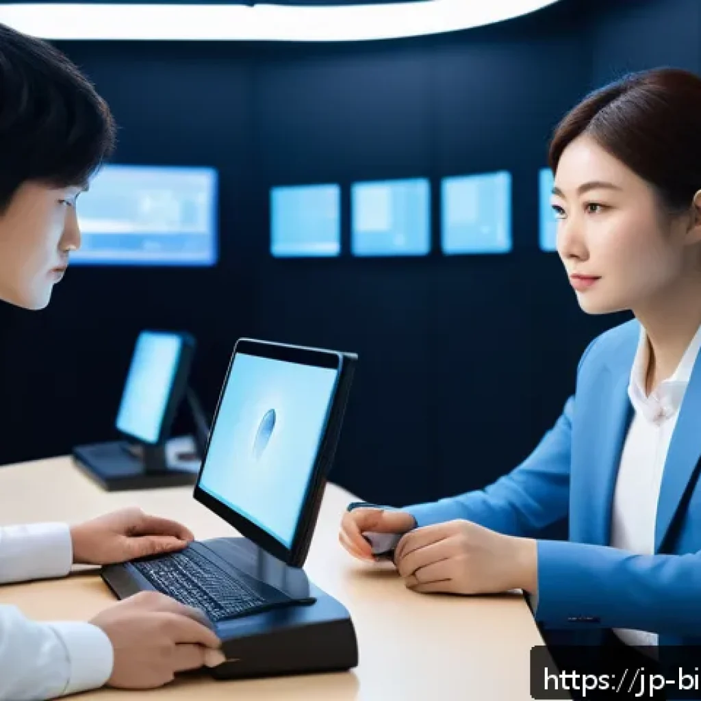 생체인식 보안 시스템의 성능 평가 방법 - A futuristic biometric authentication lab scene featuring a diverse group of Japanese professionals ...