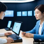 생체인식 보안 시스템의 성능 평가 방법 - A futuristic biometric authentication lab scene featuring a diverse group of Japanese professionals ...